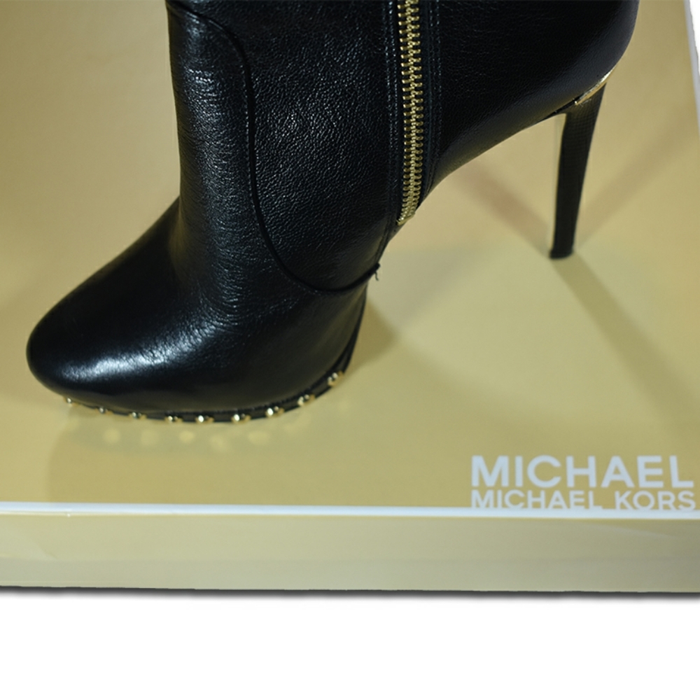 Michael Kors Black Leather High Heel Knee Size 8M - Picture 9 of 9